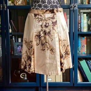 A-line Silk Blend Floral Skirt